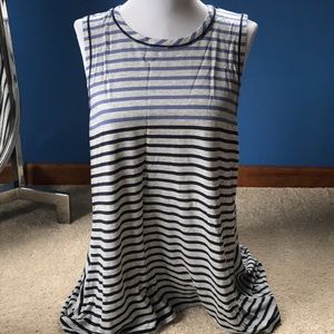 Navy and Light Blue Long Tank with Semi Open Back